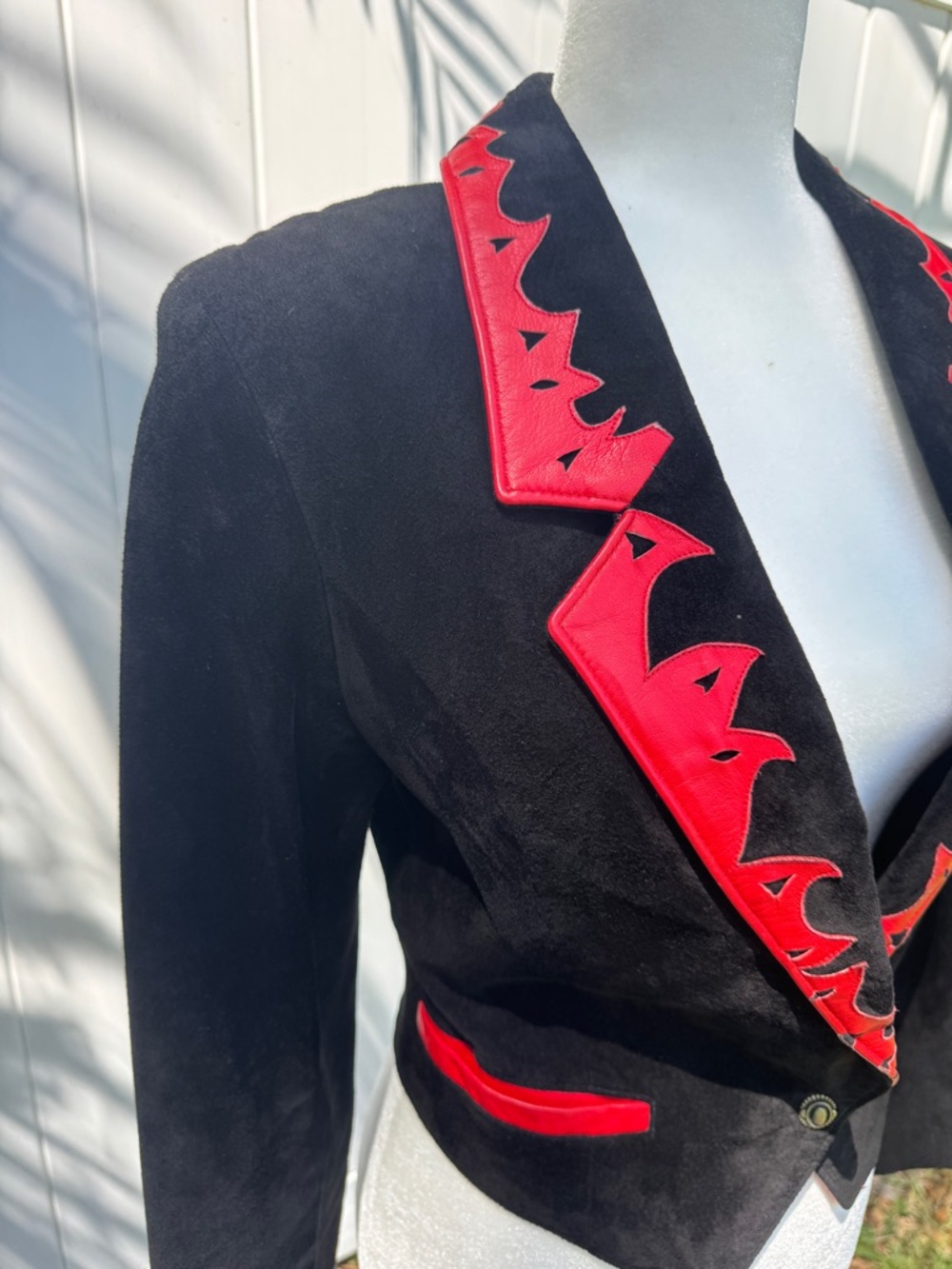 Michael Hoban Black Velvet Blazer with Red Trim - Picture 6 of 10